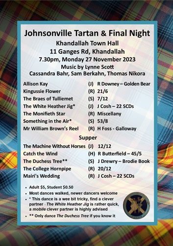 Johnsonville Tartan and Final Night 2023 @ Khandallah Town Hall | Wellington | Wellington | New Zealand